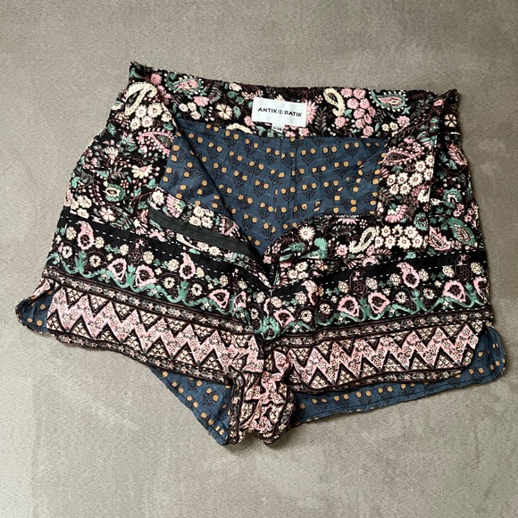 Anthropologie Antik Batik Helena Cotton Boho Quilted Shorts $161 SMALL 38 Black - Picture 4 of 10